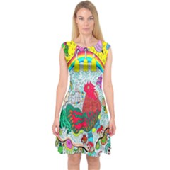 Supersonic Key West Gypsy Blast Capsleeve Midi Dress by chellerayartisans