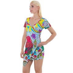 Supersonic Key West Gypsy Blast Short Sleeve Asymmetric Mini Dress by chellerayartisans