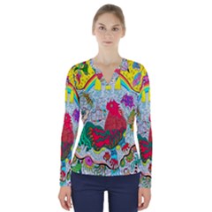 Supersonic Key West Gypsy Blast V-neck Long Sleeve Top by chellerayartisans