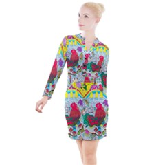 Supersonic Key West Gypsy Blast Button Long Sleeve Dress by chellerayartisans