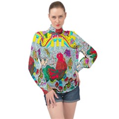 Supersonic Key West Gypsy Blast High Neck Long Sleeve Chiffon Top by chellerayartisans