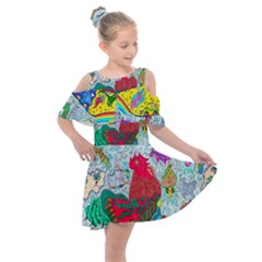 Supersonic Key West Gypsy Blast Kids  Shoulder Cutout Chiffon Dress by chellerayartisans