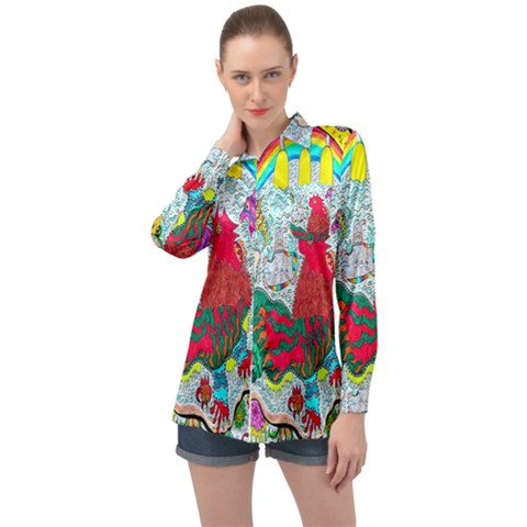 Supersonic Key West Gypsy Blast Long Sleeve Satin Shirt by chellerayartisans