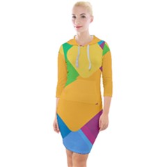 Geometry Nothing Color Quarter Sleeve Hood Bodycon Dress