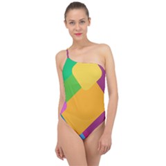 Geometry Nothing Color Classic One Shoulder Swimsuit by Mariart