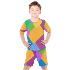 Geometry Nothing Color Kids  Tee And Shorts Set