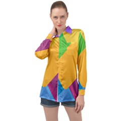 Geometry Nothing Color Long Sleeve Satin Shirt