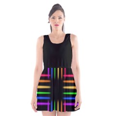 Neon Light Abstract Pattern Scoop Neck Skater Dress