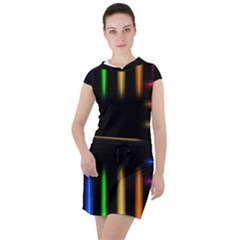 Neon Light Abstract Pattern Drawstring Hooded Dress