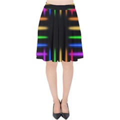 Neon Light Abstract Pattern Velvet High Waist Skirt