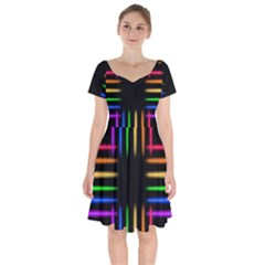 Neon Light Abstract Pattern Short Sleeve Bardot Dress by Mariart