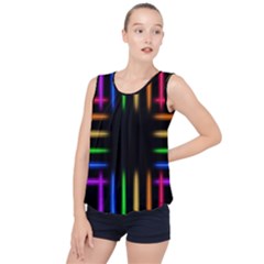 Neon Light Abstract Pattern Bubble Hem Chiffon Tank Top