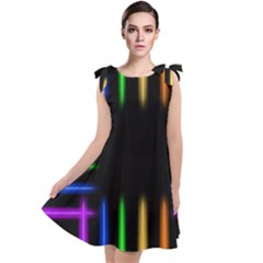 Neon Light Abstract Pattern Tie Up Tunic Dress by Mariart