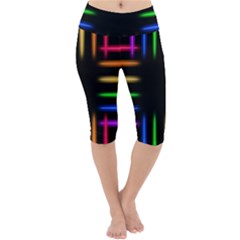 Neon Light Abstract Pattern Lightweight Velour Cropped Yoga Leggings