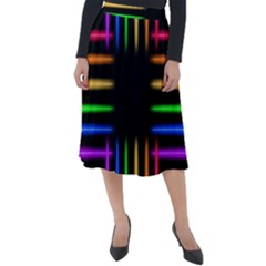 Neon Light Abstract Pattern Classic Velour Midi Skirt 