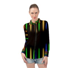 Neon Light Abstract Pattern Long Sleeve Chiffon Shirt