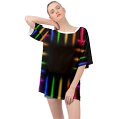 Neon Light Abstract Pattern Oversized Chiffon Top by Mariart