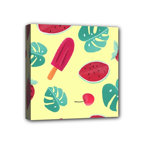 Watermelon Leaves Strawberry Mini Canvas 4  X 4  (stretched)