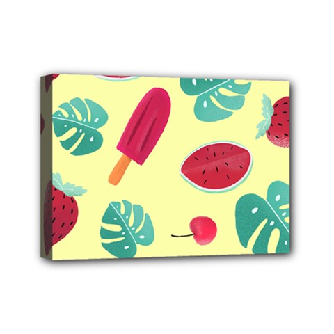 Watermelon Leaves Strawberry Mini Canvas 7  X 5  (stretched) by HermanTelo