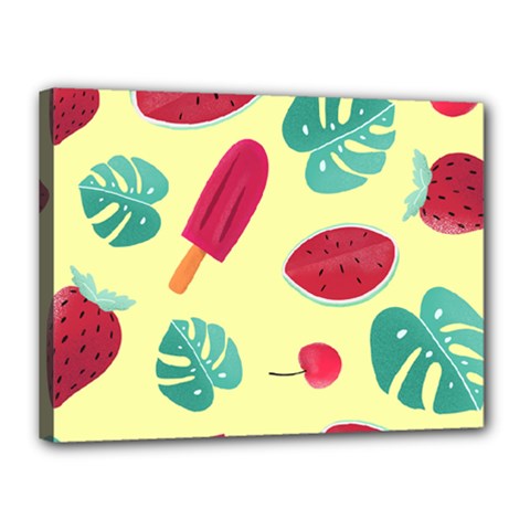 Watermelon Leaves Strawberry Canvas 16  X 12  (stretched) by HermanTelo