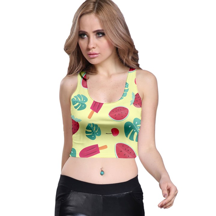 Watermelon Leaves Strawberry Racer Back Crop Top