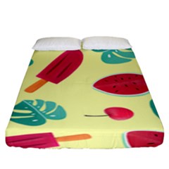 Watermelon Leaves Strawberry Fitted Sheet (king Size) by HermanTelo