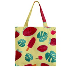 Watermelon Leaves Strawberry Zipper Grocery Tote Bag