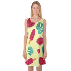 Watermelon Leaves Strawberry Sleeveless Satin Nightdress