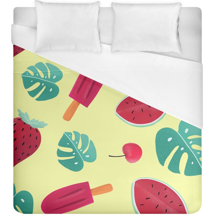 Watermelon Leaves Strawberry Duvet Cover (King Size)