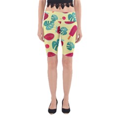 Watermelon Leaves Strawberry Yoga Cropped Leggings