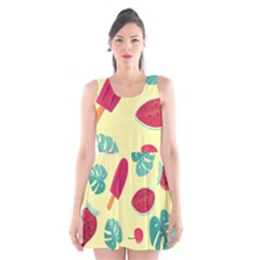 Watermelon Leaves Strawberry Scoop Neck Skater Dress