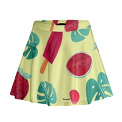 Watermelon Leaves Strawberry Mini Flare Skirt