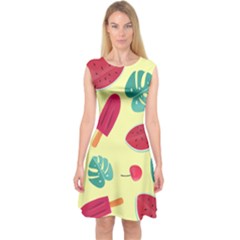 Watermelon Leaves Strawberry Capsleeve Midi Dress by HermanTelo