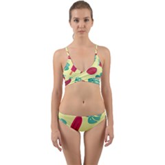 Watermelon Leaves Strawberry Wrap Around Bikini Set