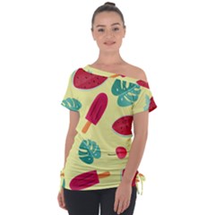 Watermelon Leaves Strawberry Tie-up Tee