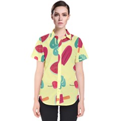 Watermelon Leaves Strawberry Women s Short Sleeve Shirt