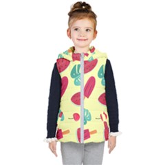 Watermelon Leaves Strawberry Kids  Hooded Puffer Vest