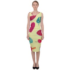 Watermelon Leaves Strawberry Sleeveless Pencil Dress