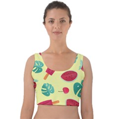 Watermelon Leaves Strawberry Velvet Crop Top