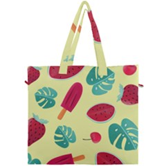 Watermelon Leaves Strawberry Canvas Travel Bag