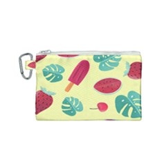 Watermelon Leaves Strawberry Canvas Cosmetic Bag (small)