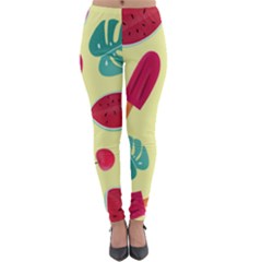 Watermelon Leaves Strawberry Lightweight Velour Leggings