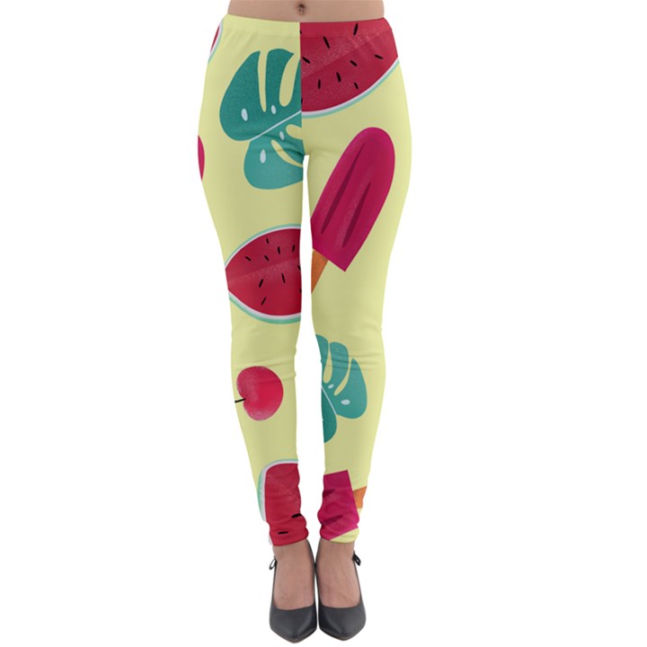 Watermelon Leaves Strawberry Lightweight Velour Leggings