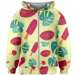 Watermelon Leaves Strawberry Kids  Zipper Hoodie Without Drawstring by HermanTelo