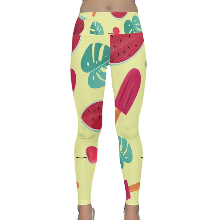 Watermelon Leaves Strawberry Lightweight Velour Classic Yoga Leggings