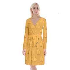 Fresh Potato Root Long Sleeve Velvet Front Wrap Dress