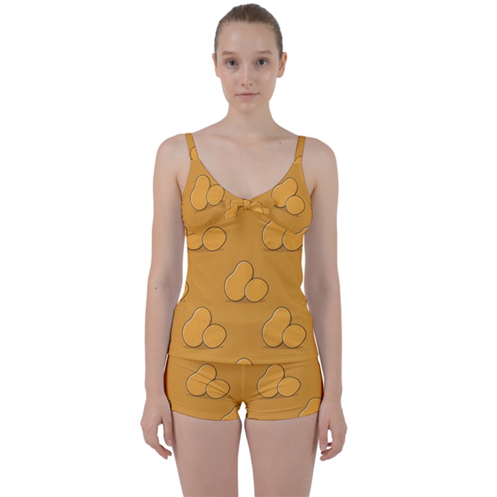 Fresh Potato Root Tie Front Two Piece Tankini