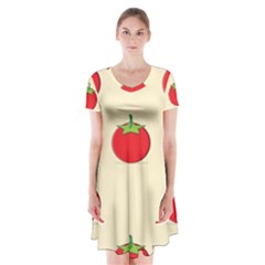 Fresh Tomato Short Sleeve V-neck Flare Dress