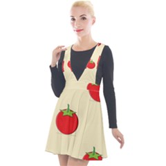 Fresh Tomato Plunge Pinafore Velour Dress