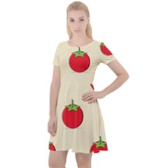 Fresh Tomato Cap Sleeve Velour Dress 